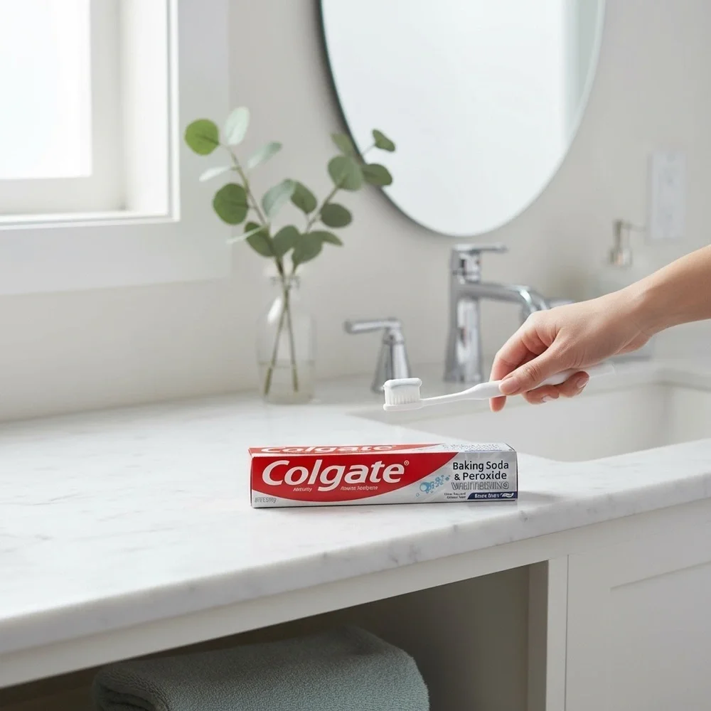 Colgate Toothpaste with Baking Soda & Peroxide, Brisk Mint for Whitening, 2 pack